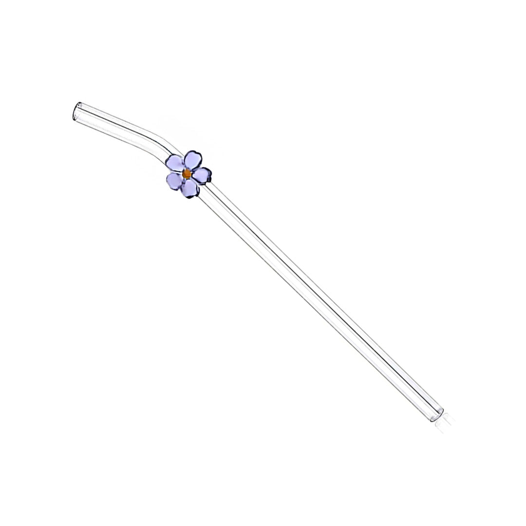 Purple Flower Straw